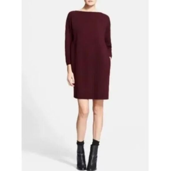 Vince Wool Burgundy Contrast Panel Sweater Dress size small - Picture 1 of 7